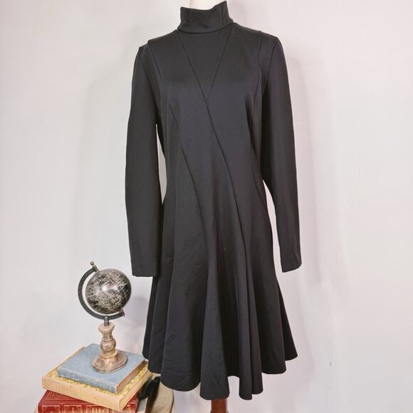 NWT Akris Punto Midi Dress A Line Black High Neck Modern Size 12 $1290 - Picture 1 of 12